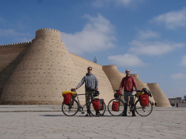 Leaving Bukhara, we pedaled by the Ark, or central fortress, stopping for our photo op close to the spot the scheming Stoddard and Connolly were executed by the Emir a century and a half ago.
